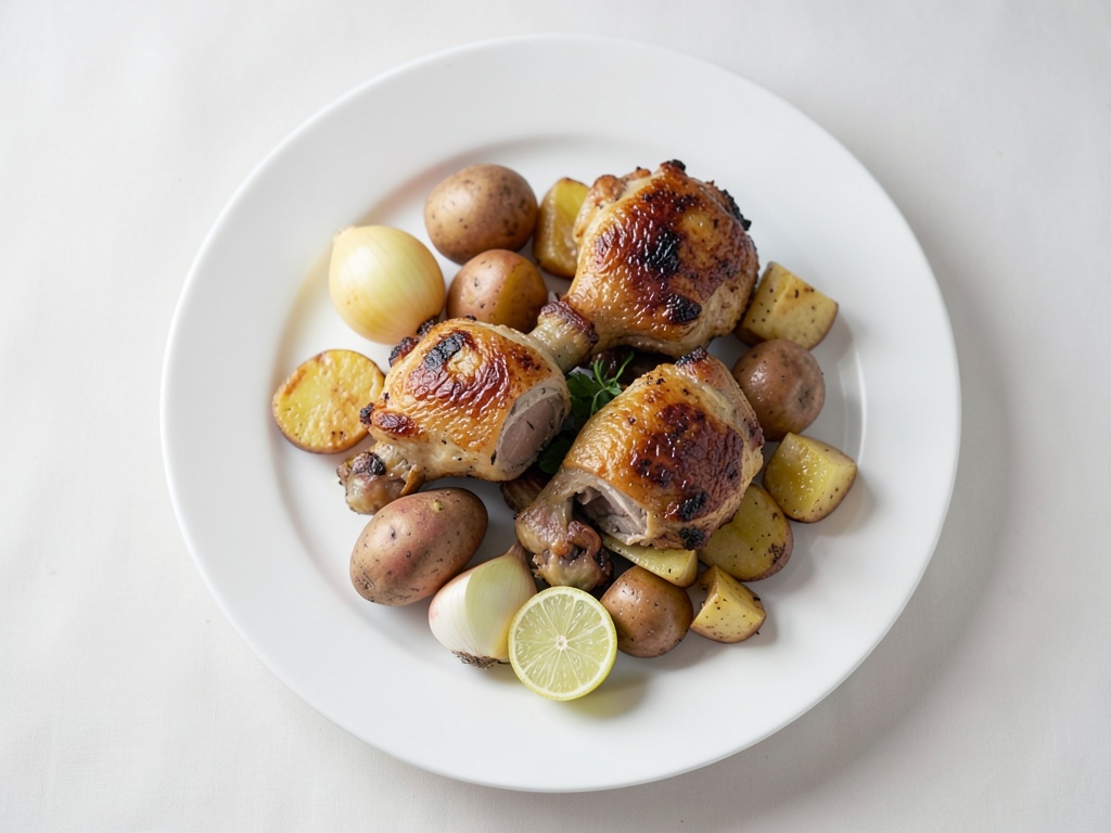Pollo al limone croccante con patate al forno