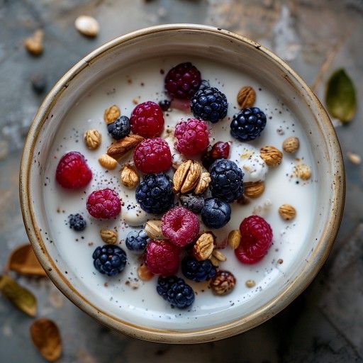 Kefir-Bowl mit Beeren und Nüssen