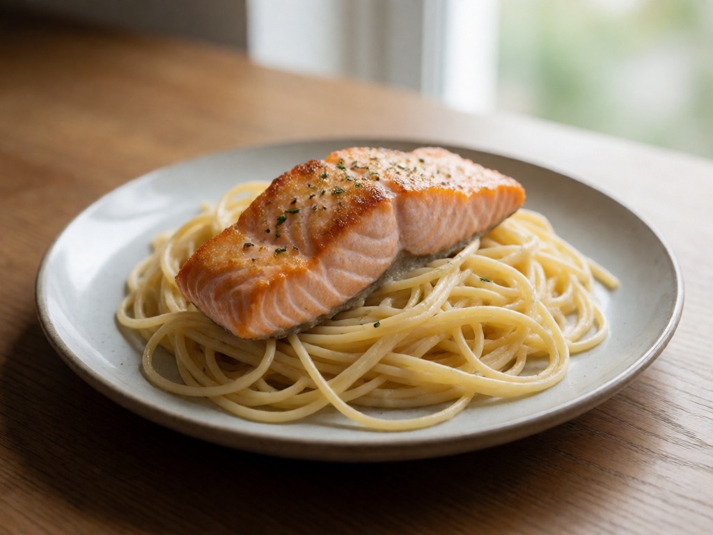 Kinderfreundliche Lachs-Spaghetti in der Heißluftfritteuse