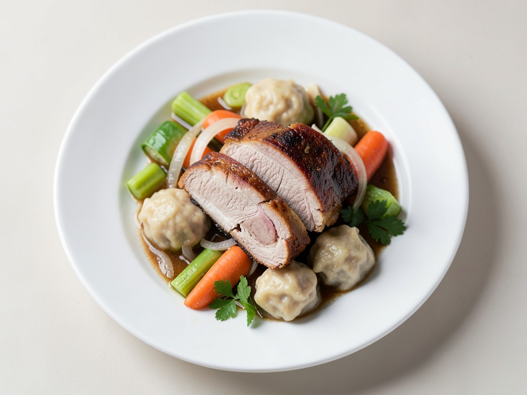 Klassische Schweinshaxe mit Knödeln