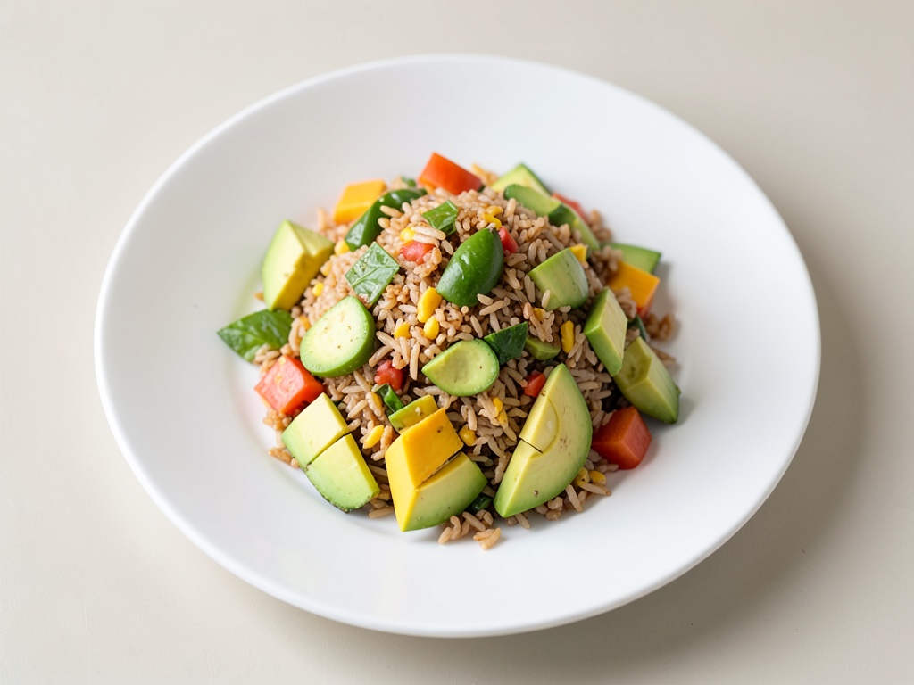 Insalata di riso croccante con avocado e mango