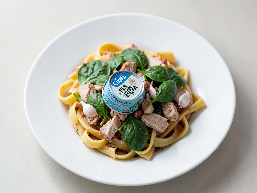 Konservenfisch-Pasta mit Spinat