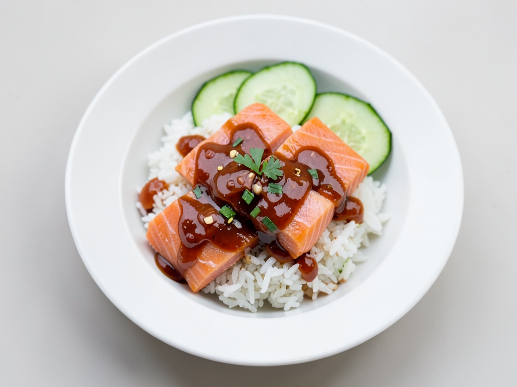 Lachs-Reisbowl mit Teriyaki-Sauce