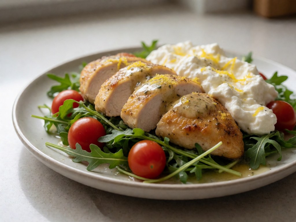 Hähnchen-Piccata mit Burrata-Salat