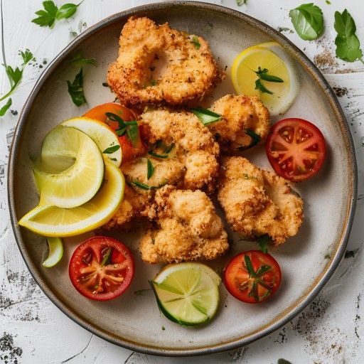 Knusprige Hähnchen-Cutlets mit Zitrone und Gemüse