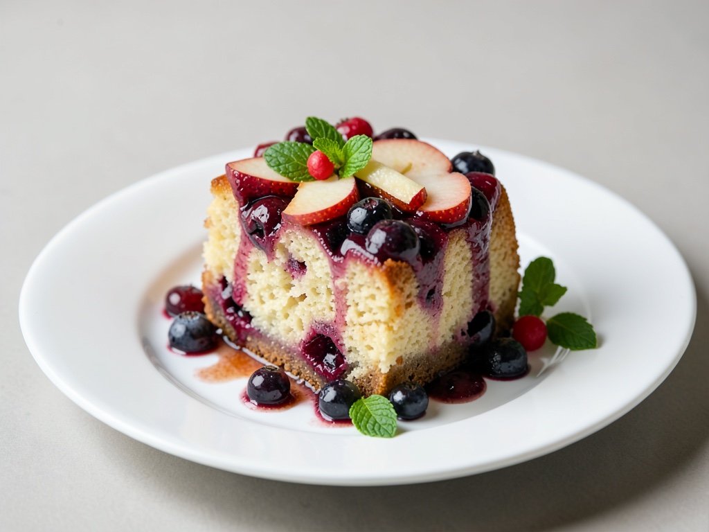 Tenera torta di mele e mirtilli