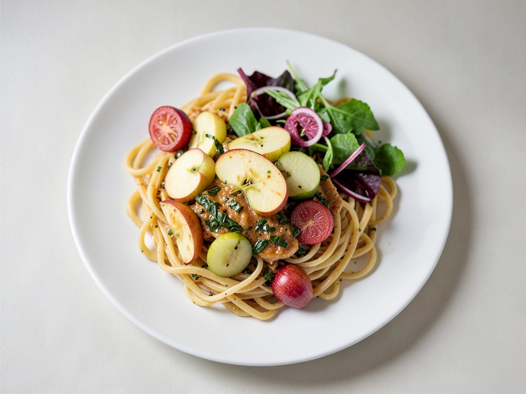 Spätzle con mele e formaggio e insalata croccante