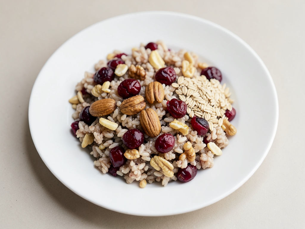 Porridge de manzana con nueces y arándanos