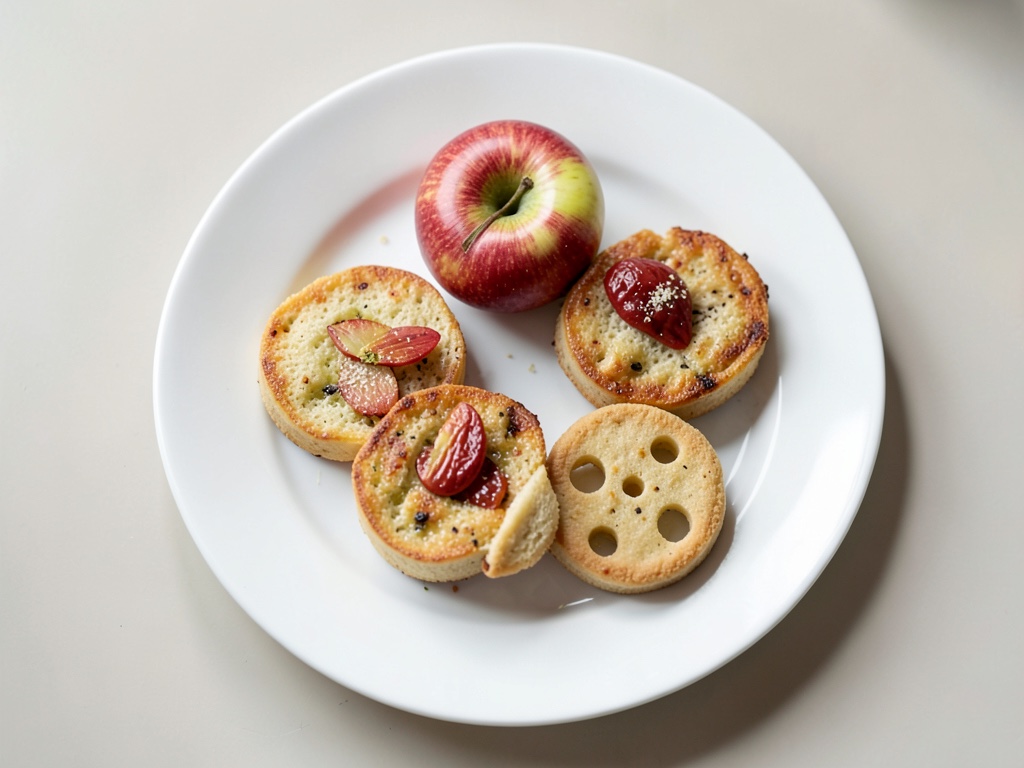 Manzanas y galletas de arroz
