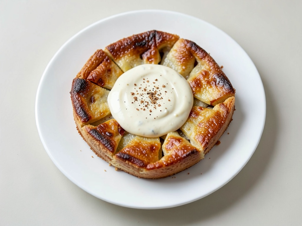 Klassische Apfel-Tarte-Tatin mit cremiger Quark-Sahne