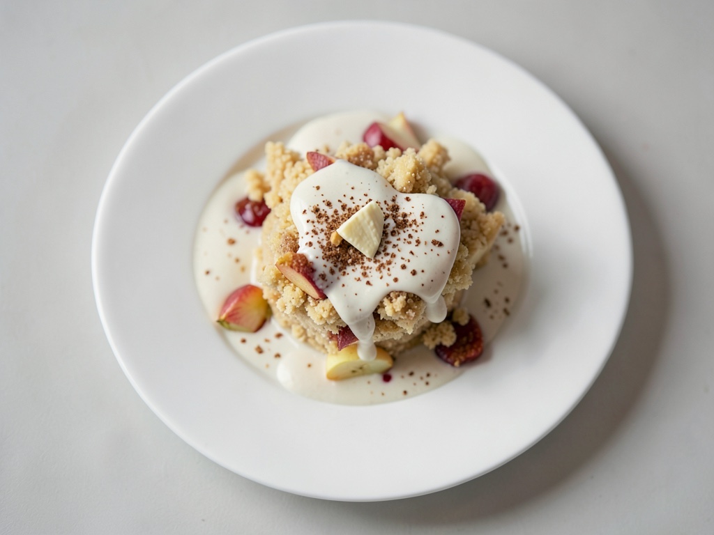 Apfel-Crumble mit Zabaione
