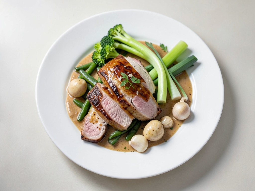 Stufato di pollo asiatico con asparagi verdi