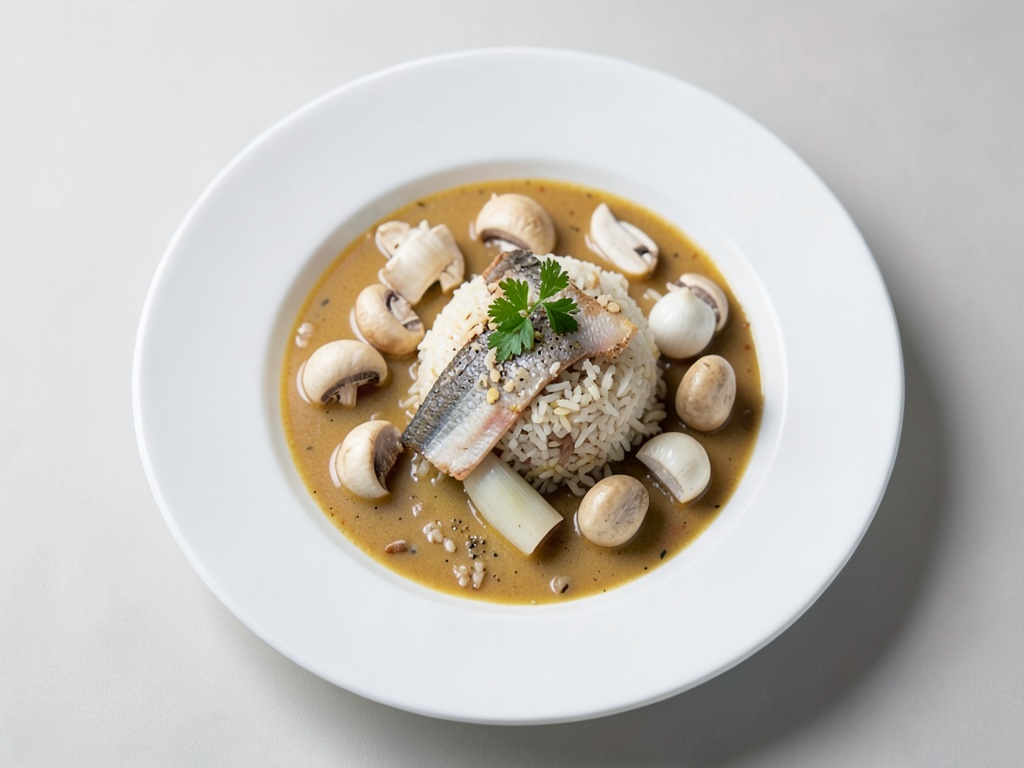 Sopa de pescado asiática con arroz