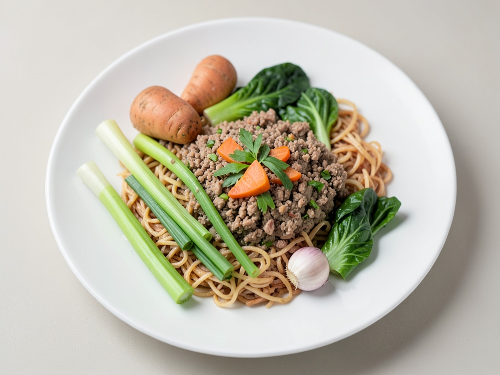 Pad Thai di riso asiatico con trito vegano