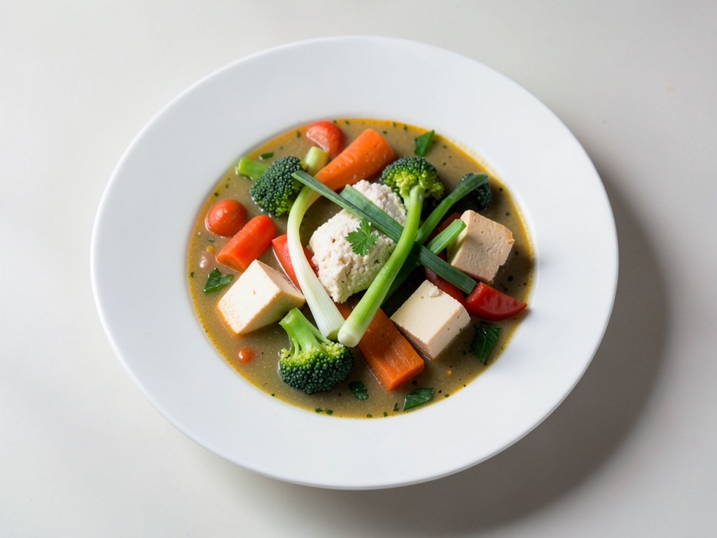 Sopa asiática de verduras con tofu