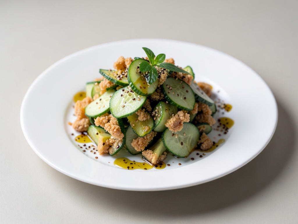 Ensalada crujiente de pepino asiático con aceite de sésamo
