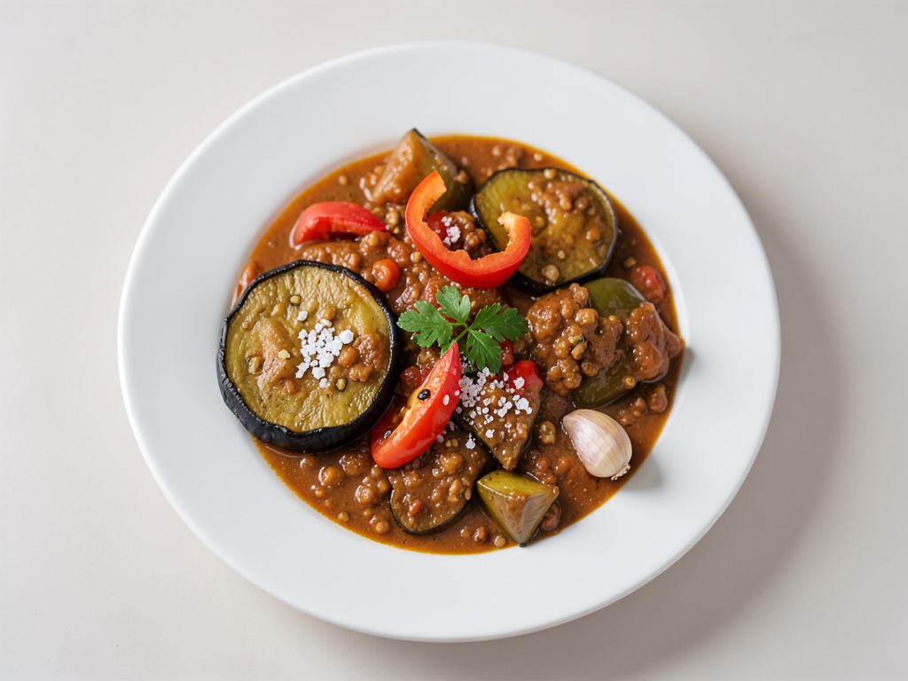 Curry cremoso di melanzane con riso