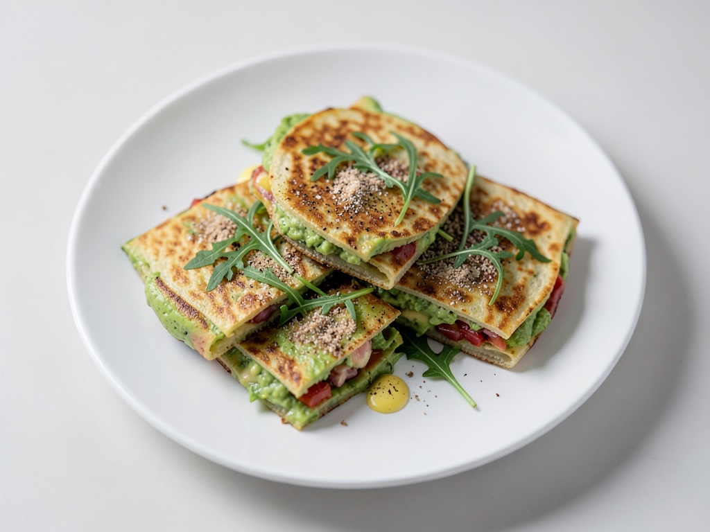 Quesadillas de aguacate con rúcula