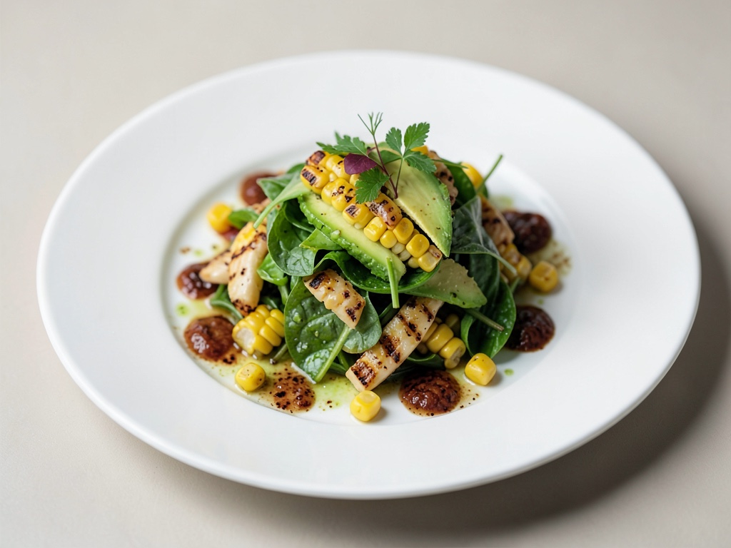 Insalata fresca di avocado con mais alla griglia
