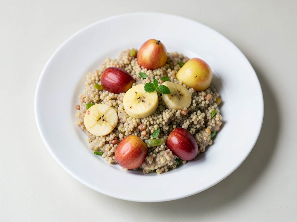 Papilla con couscous, banana e pera