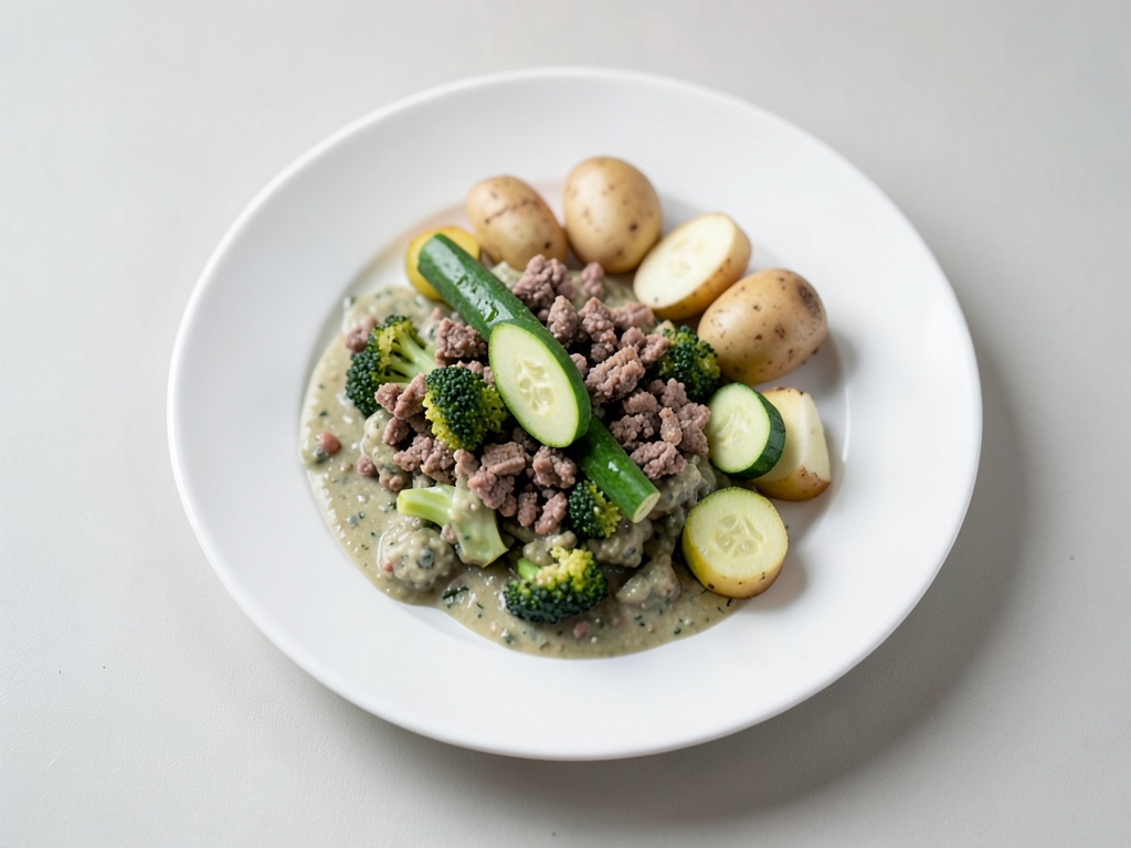 Papilla con carne macinata, cavolfiore e zucchine