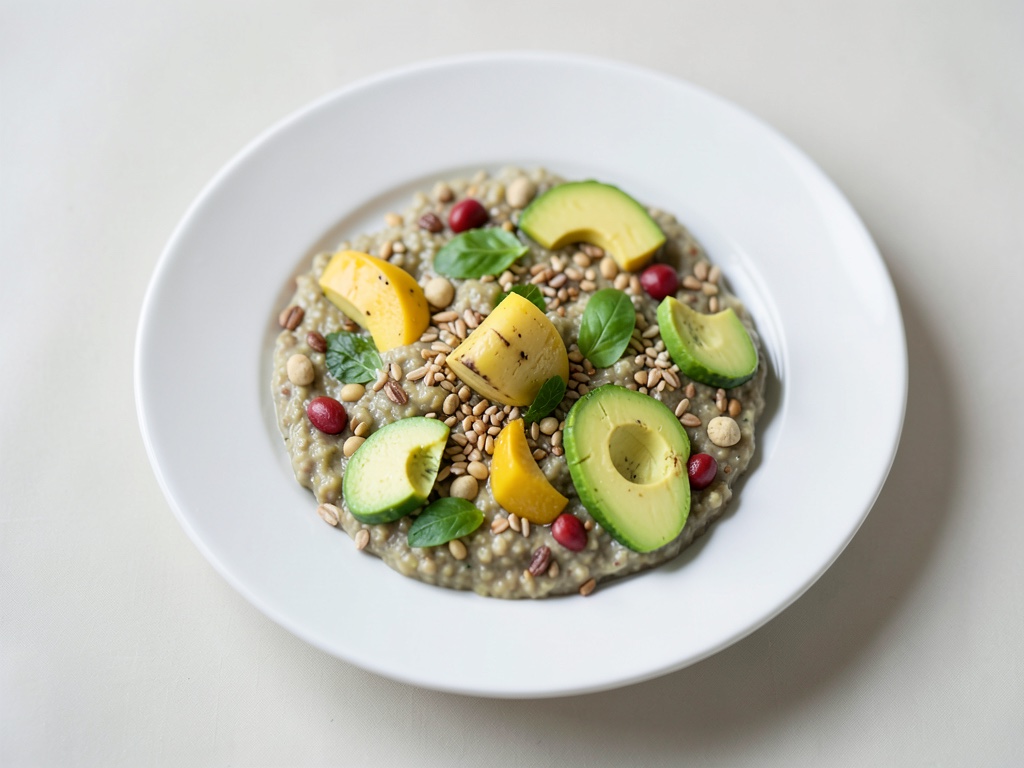 Papilla con fiocchi d'avena, banane e avocado