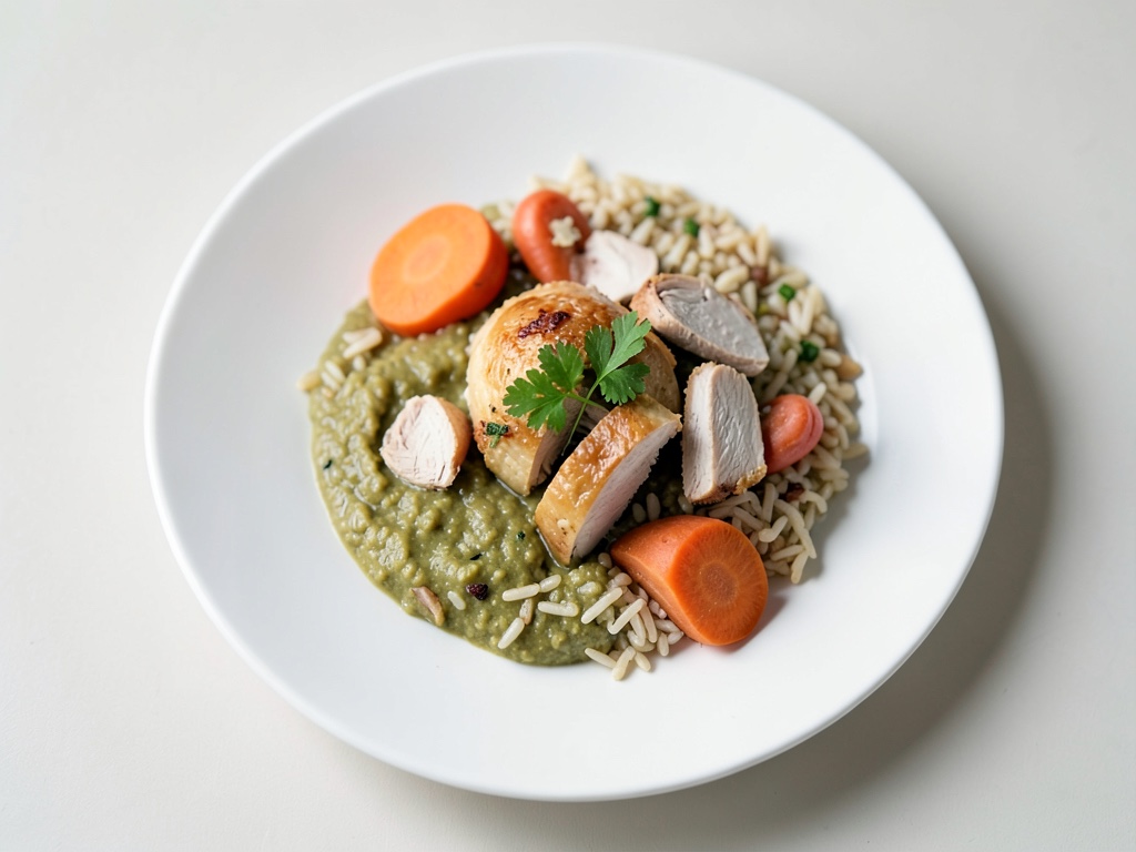 Pappe per bambini con pollo, carota e riso