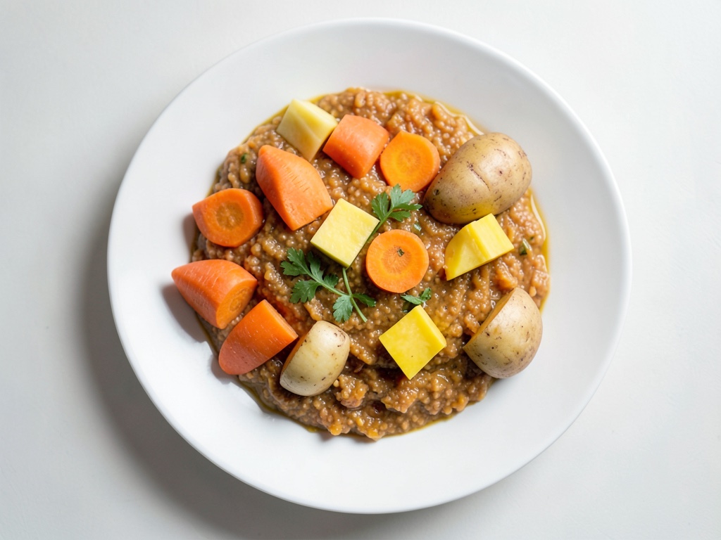 Pappa di frutta e verdura con carota, patata e mango