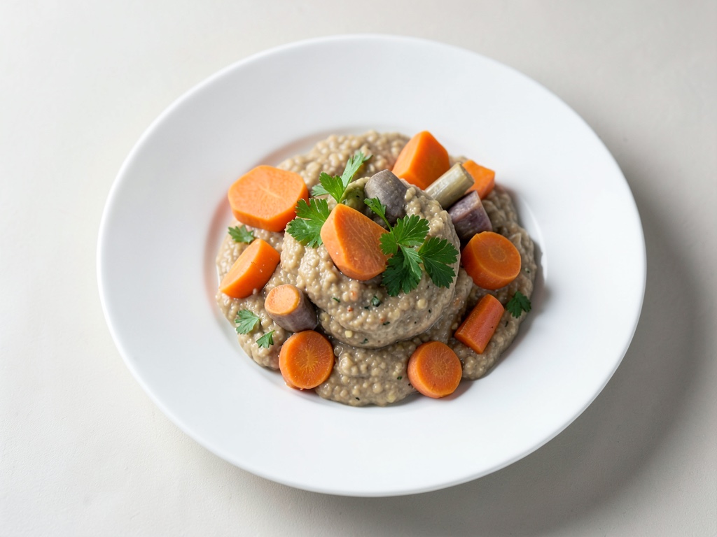 Purè per bambini con carote, patate dolci e merluzzo