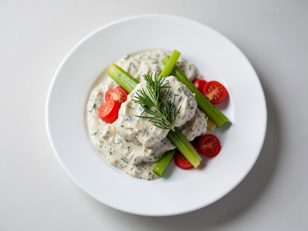 Dip de ajo silvestre con palitos de verdura