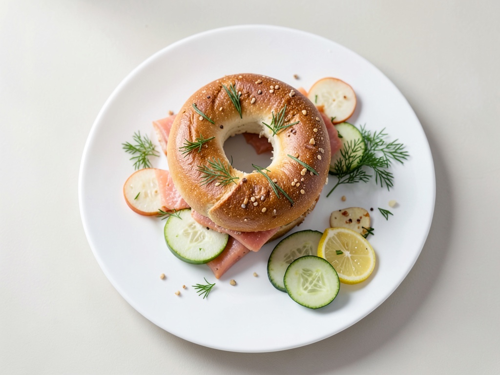 Bagels crujientes con salmón y crema de manzana y eneldo