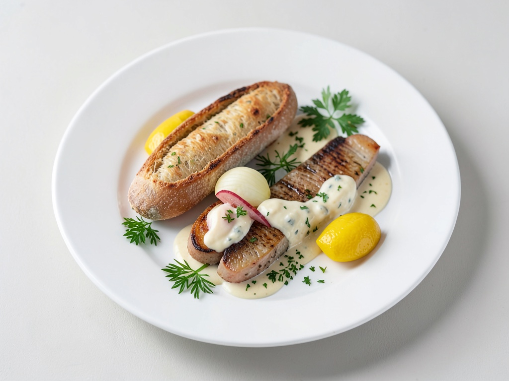 Baguette con crema de trucha y huevo