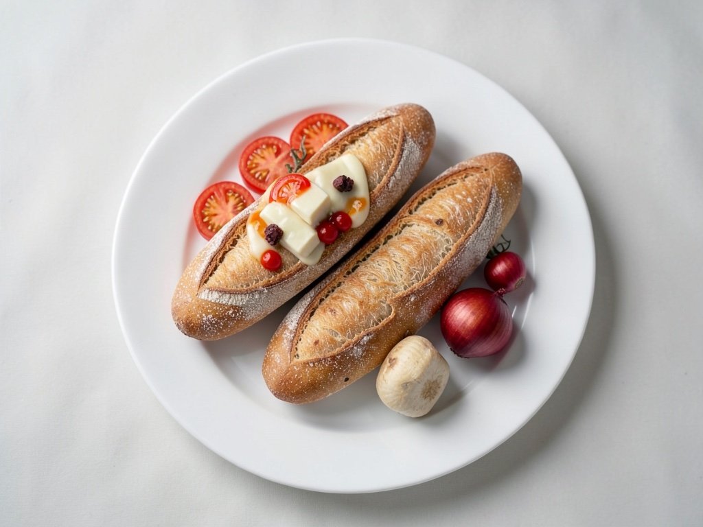 Baguette con pomodori e Gouda