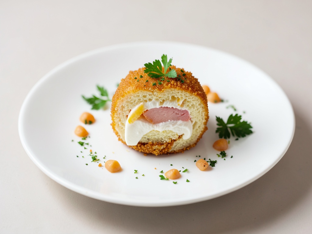 Knusprige Baiserrolle mit Pfirsichcreme