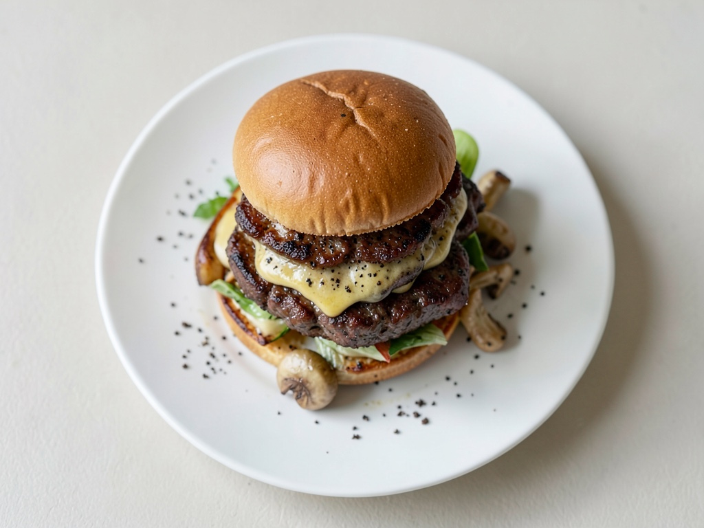 Smoky BBQ Cheeseburger con Funghi