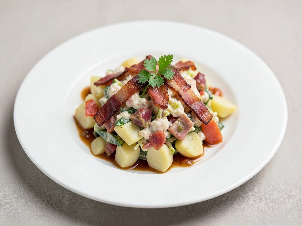Insalata di patate bavarese con pancetta croccante