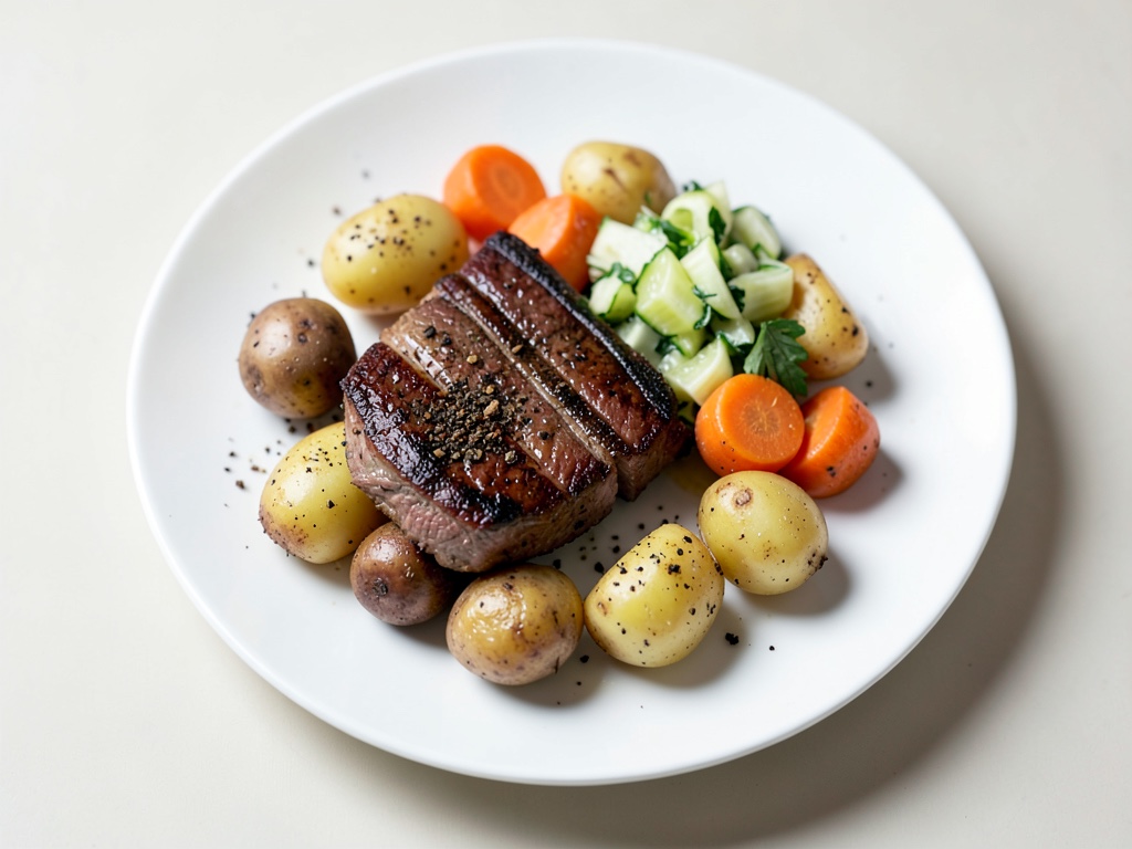 Filet de porc BBQ avec pommes de terre Hasselback et salade de carottes au citron vert