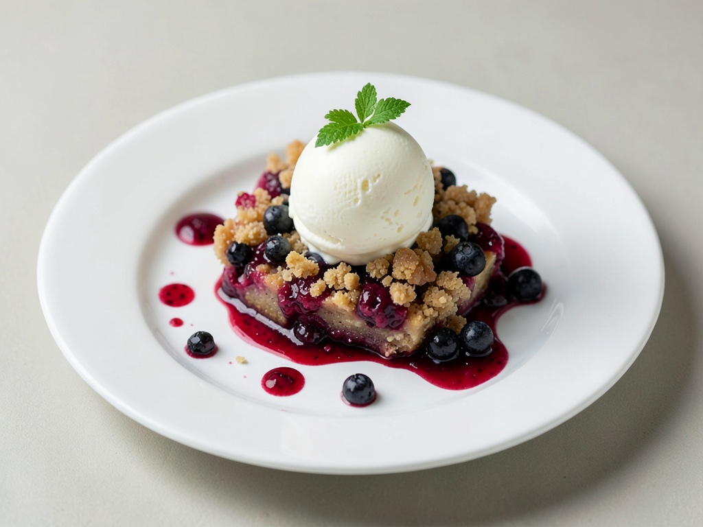 Beeren-Crumble mit Vanilleeis