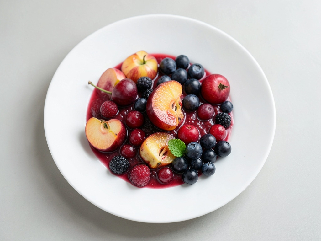 Fruchtige Beeren-Pfirsich-Grütze