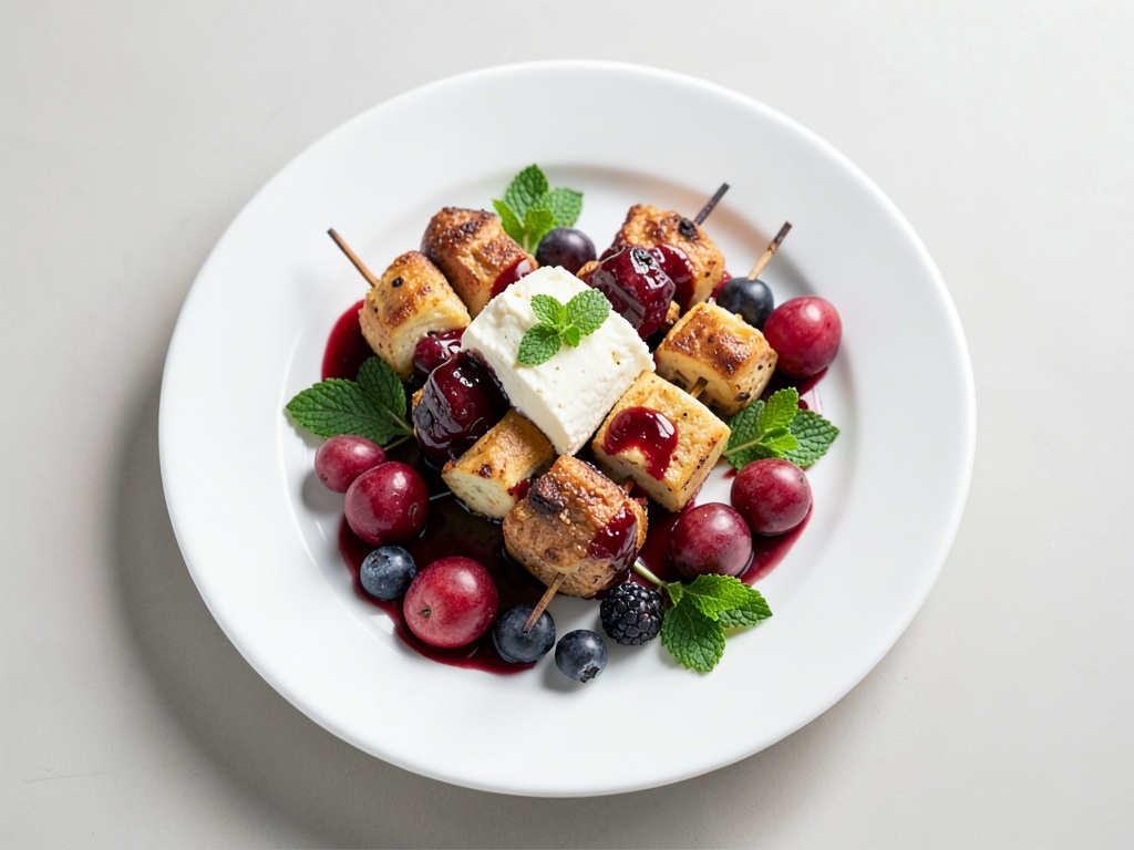Beerenspieße mit Minzquark