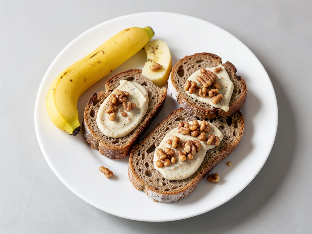 Belegte Brote mit Nuss-Nougat-Creme und Banane
