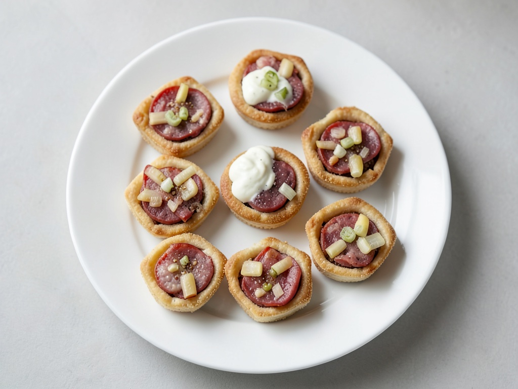 Tartelette di pasta sfoglia con prosciutto di Serrano