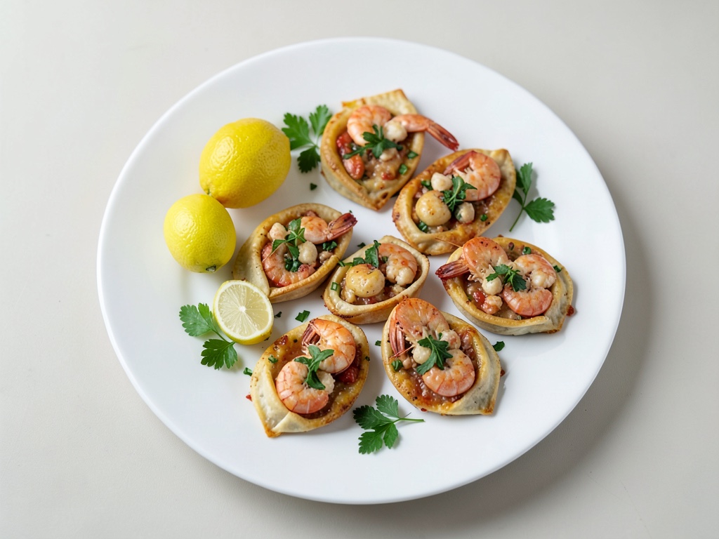 Sacchettini croccanti di gamberi con pasta sfoglia