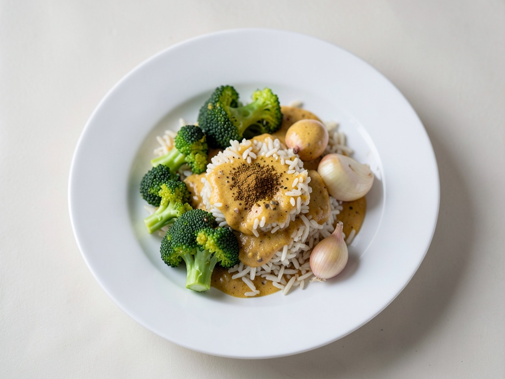 Curry cremoso al cavolfiore con anacardi tostati e riso basmati
