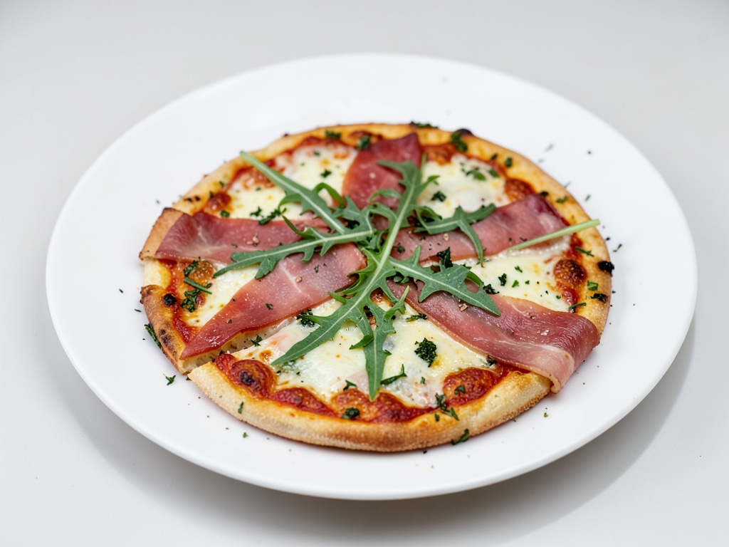 Pizza di cavolfiore con prosciutto e rucola