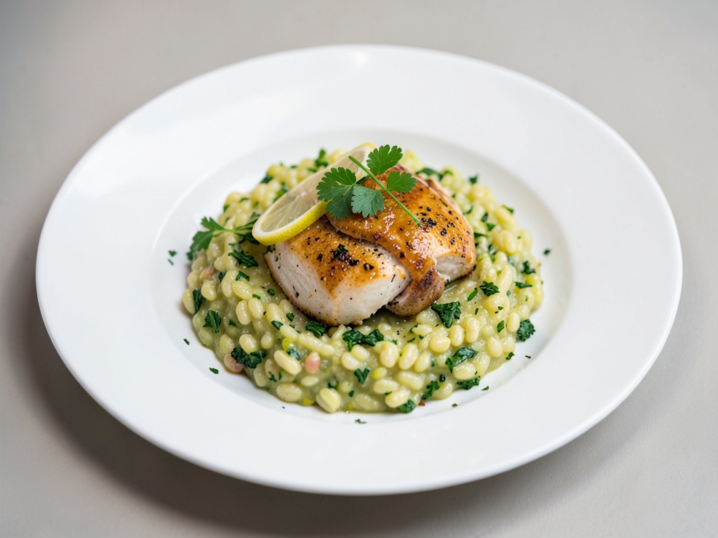 Risotto di cavolfiore con pollo al limone