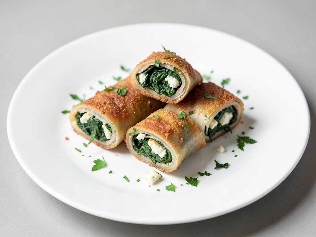 Rotolini di Börek croccanti con spinaci e formaggio di pecora