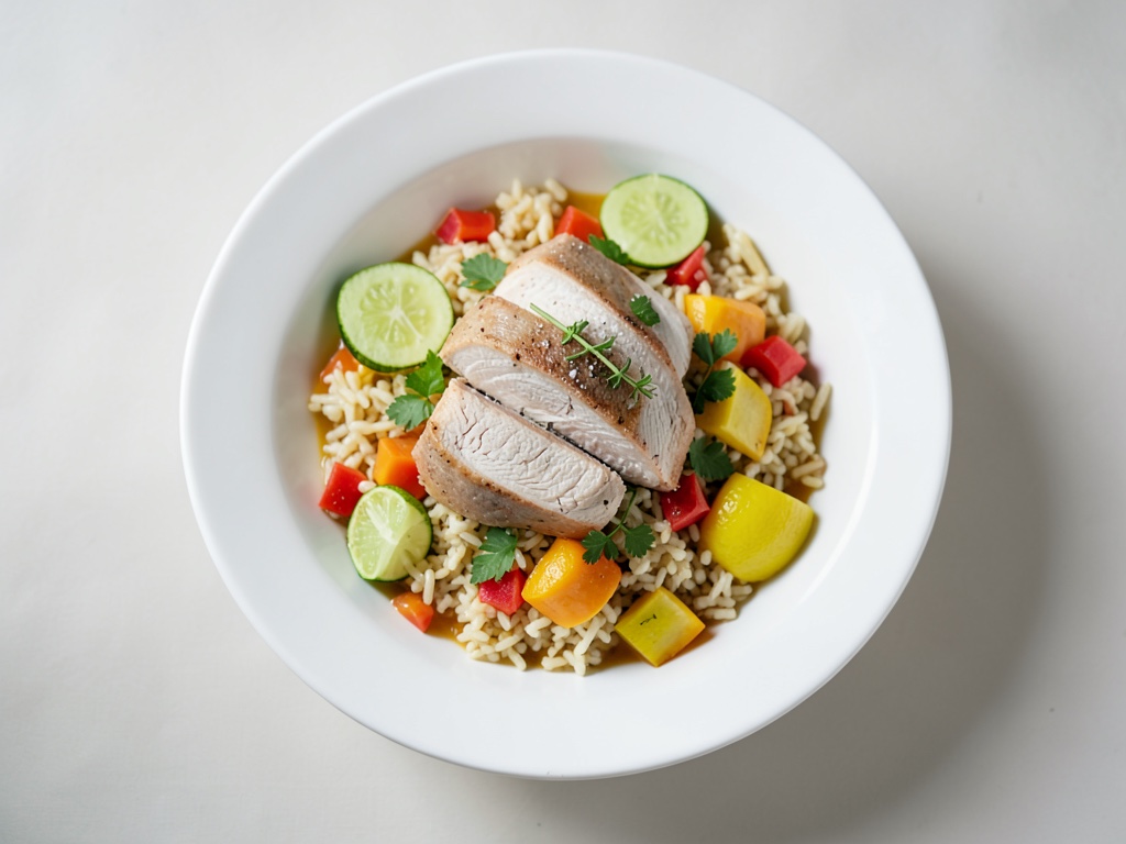 Ciotola di pollo con salsa al cocco e lime