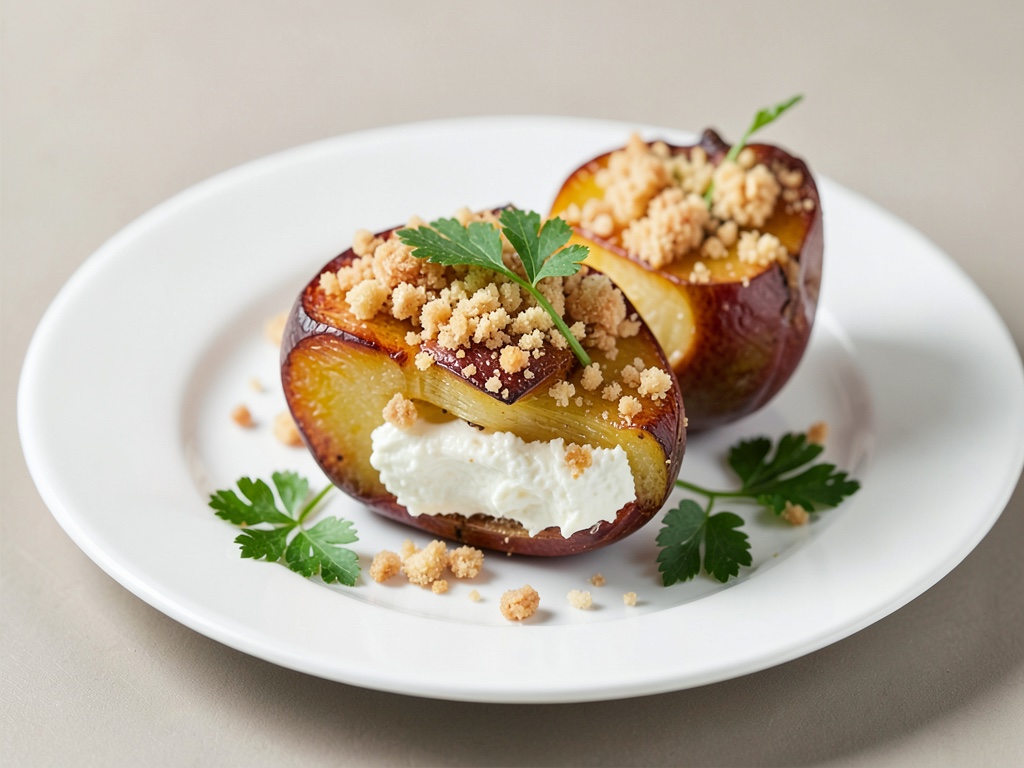 Gebackene Äpfel mit Frischkäse-Creme und Streuseln