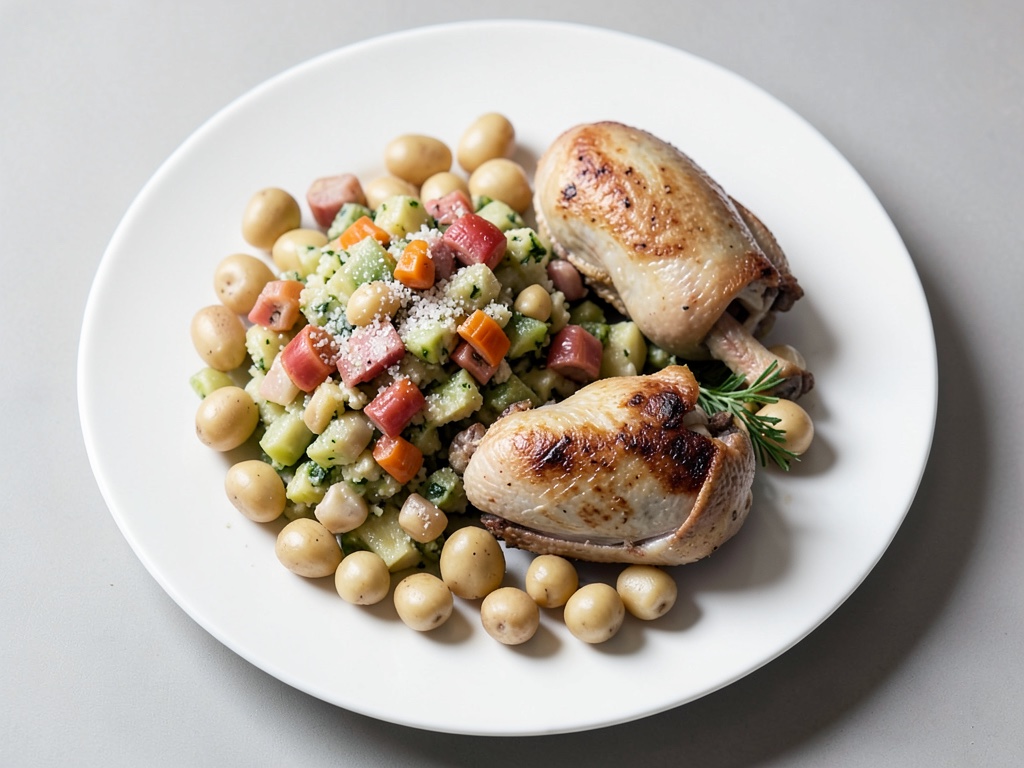 Poulet rôti croustillant avec salade de pommes de terre traditionnelle